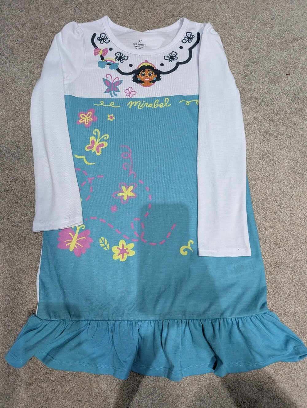 Mirabel Long Sleeve Blue & White Girls Dress